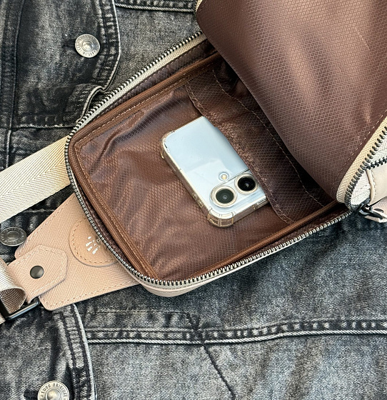 Сумка-слинг Авеню-35 (Сафьяно) беж.