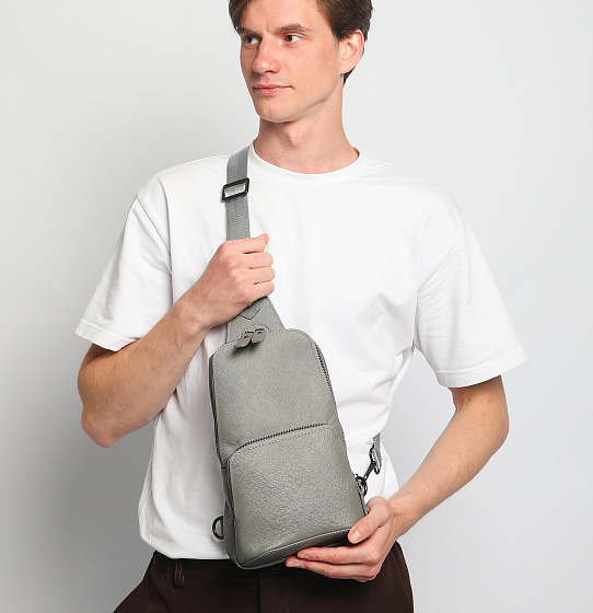 Сумка-слинг Авеню-35 (Сафьяно) серая