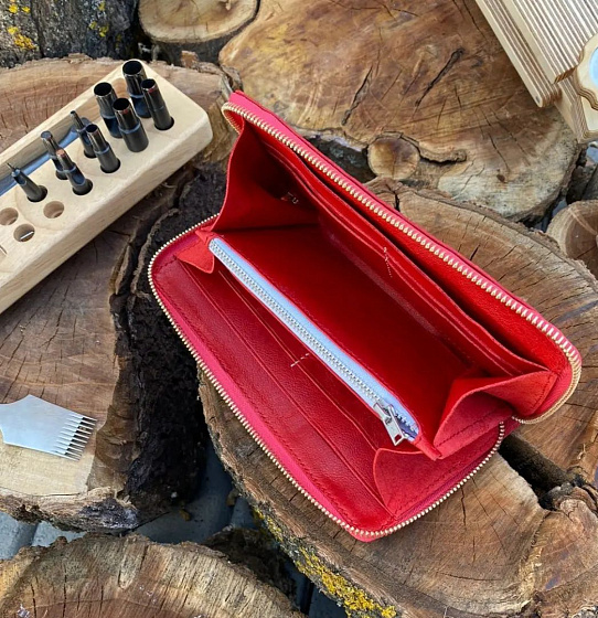 Большой кошелек на молнии (красный)