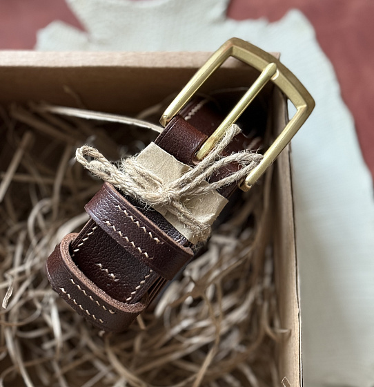 Ремень "Бурбон браун" кожа + латунь