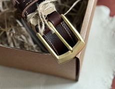 Ремень "Бурбон браун" кожа + латунь