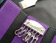 Ключница из натуральной кожи (черн/фиолет)