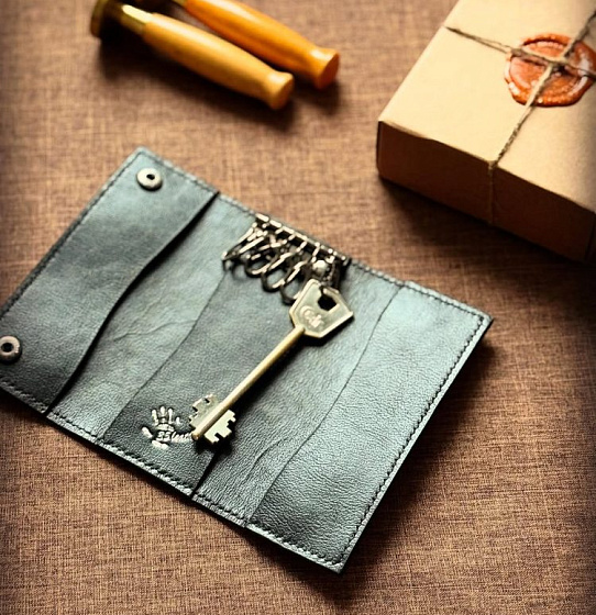 Ключница из натуральной кожи (чёрн.)