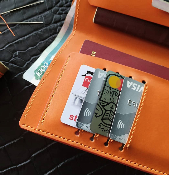 Органайзер для паспортов, карт и наличных (оранж)