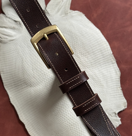 Ремень "Бурбон браун" кожа + латунь