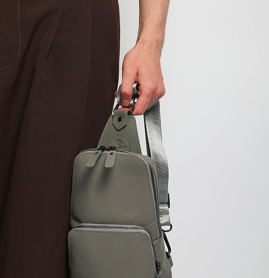 Сумка-слинг Авеню-35 (Сафьяно) серая