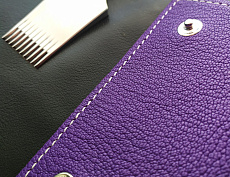 Ключница из натуральной кожи (черн/фиолет)