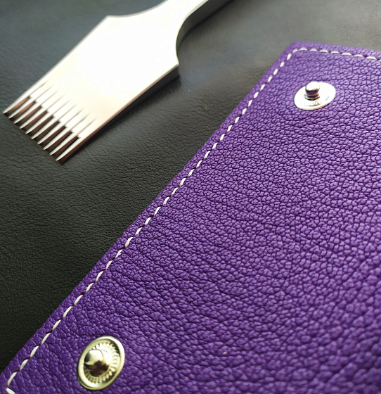 Ключница из натуральной кожи (черн/фиолет)