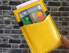 Кардхолдер из натуральной кожи варана (жёлтый)