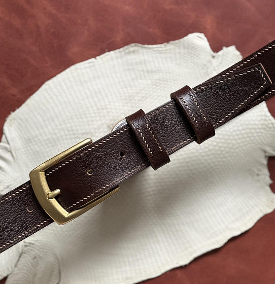 Ремень "Бурбон браун" кожа + латунь