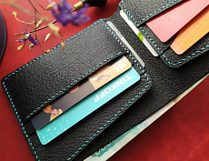 Кошелёк "Бифолд" чёрный/синий