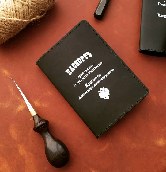 Обложка на паспорт в стиле царской России (чёрн)