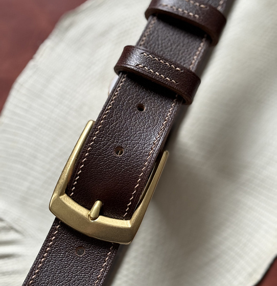 Ремень "Бурбон браун" кожа + латунь