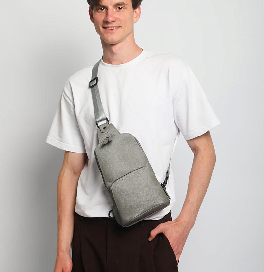 Сумка-слинг Авеню-35 (Сафьяно) серая