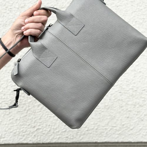 Сумка для ноутбука «Сити-лайн» из натуральной кожи (серая)